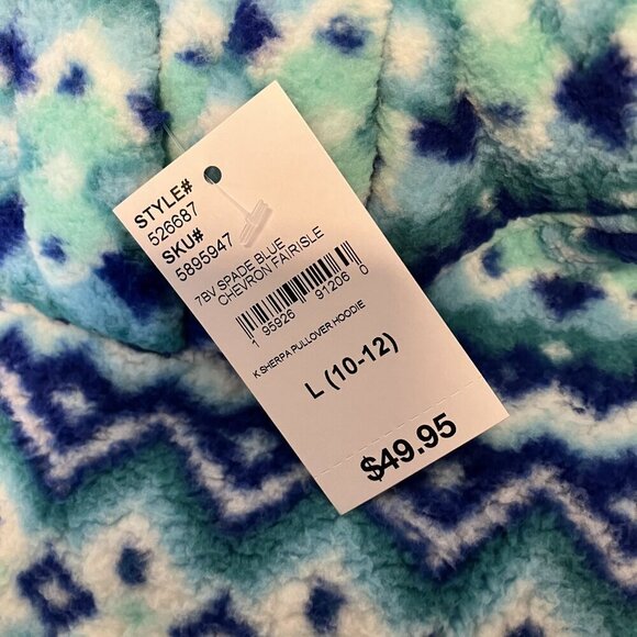 Lands' End NWT Kids Blue, Green, White Fleece Hoodie Size L (10-12) - Picture 4 of 8